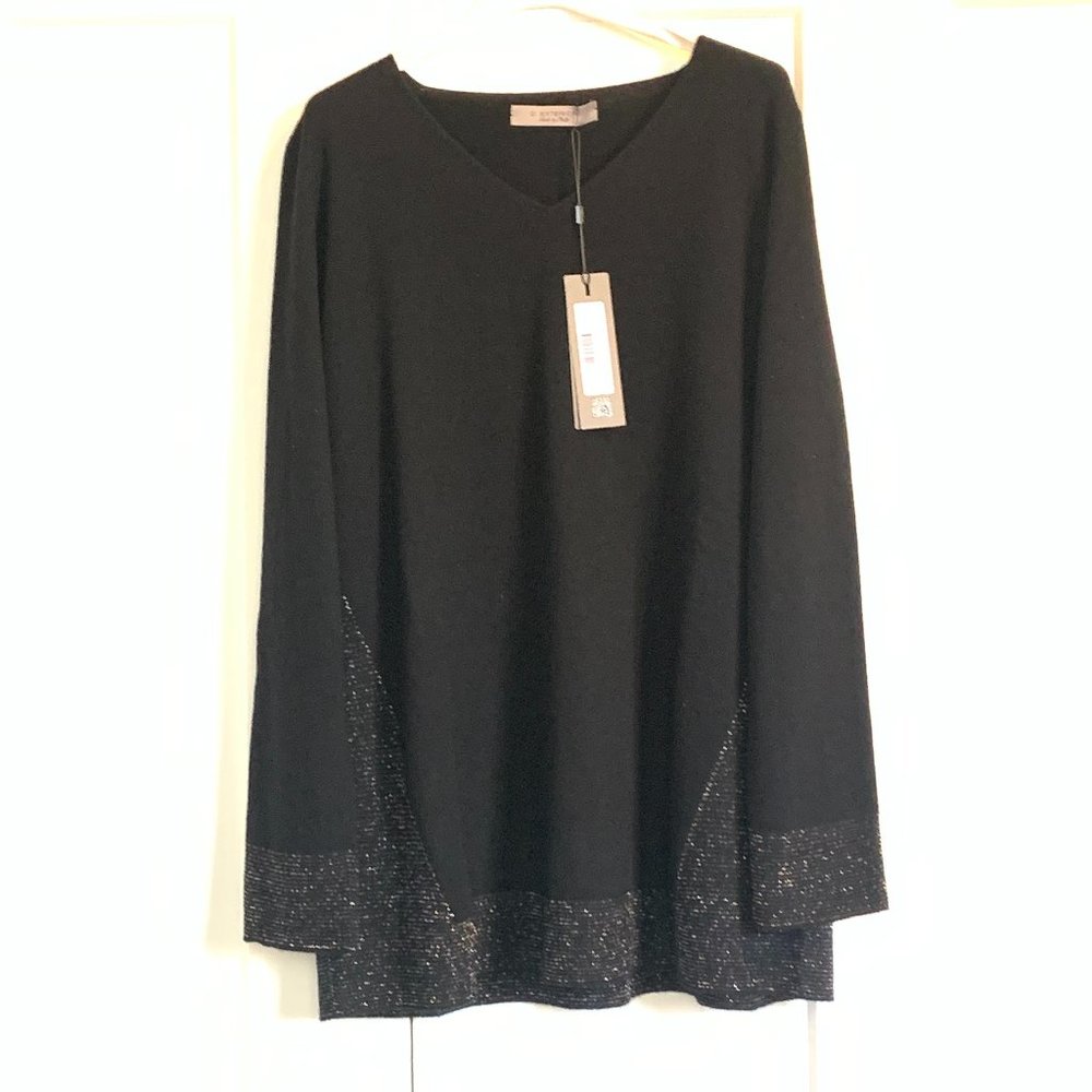 Italian Cashmere Sweater. Black. XL